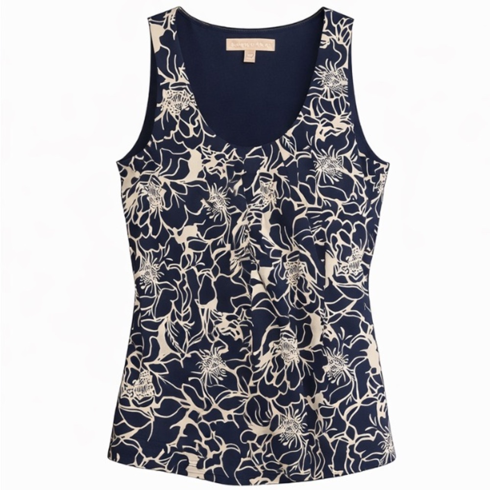 Banana Republic Navy & Cream Floral Sleeveless Top (XS)